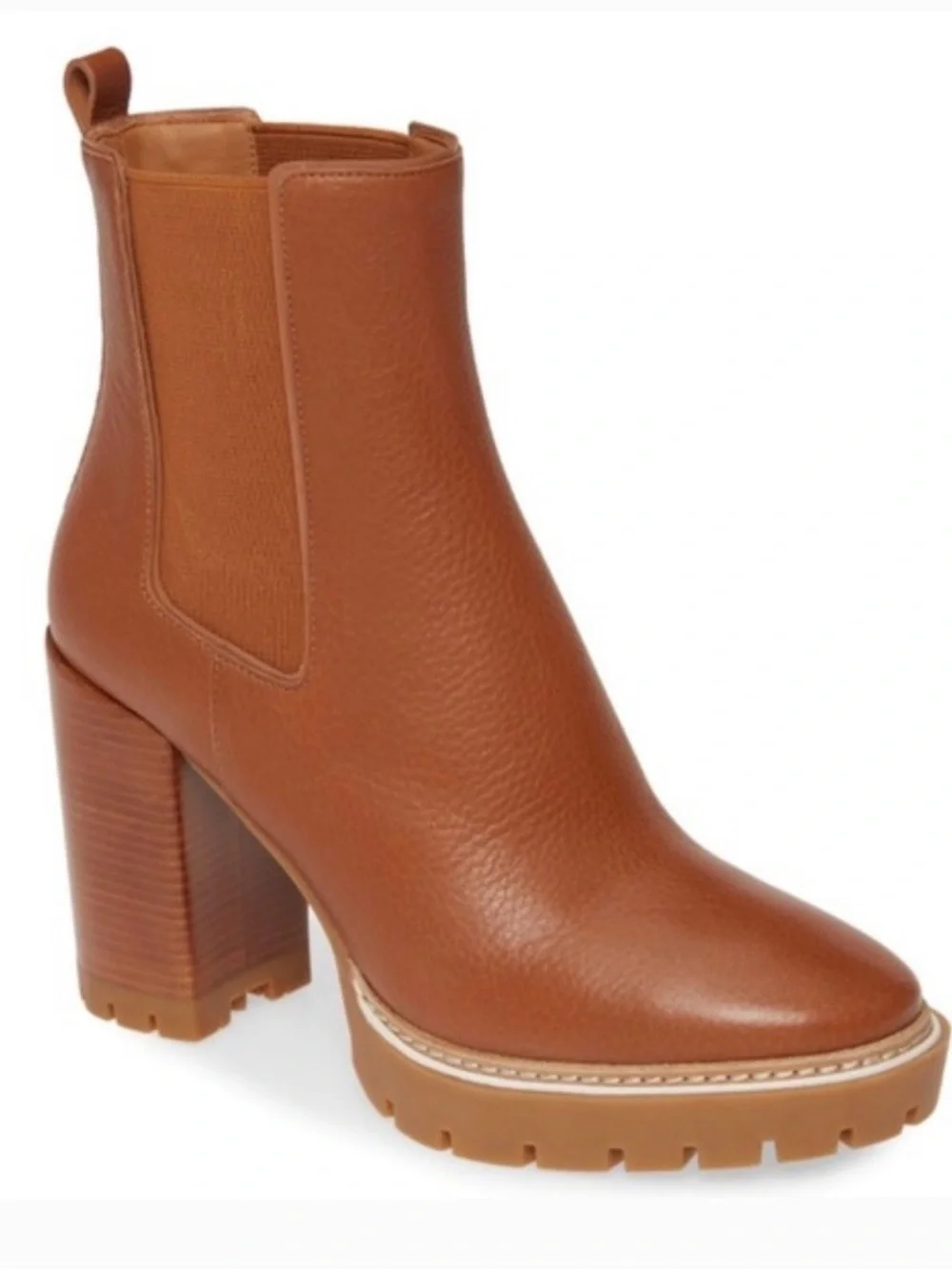 NWT Tory Burch Leather Carlson Lug Bootie in Toasted Caramel